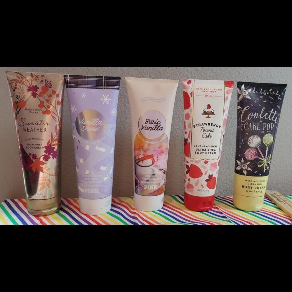 Lot Of 5 Bath & Body Works & Victoria Secret Body Cream Moisturizers Vanilla +